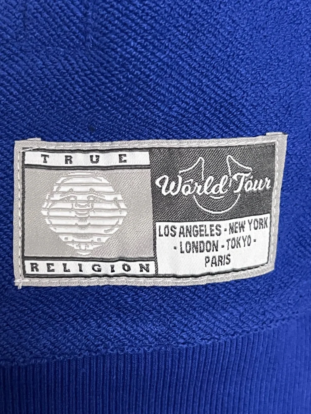 NWT True Religion Reverse Terry Blue‎ Zip-Up Hoodie with Embroidered Details 3X